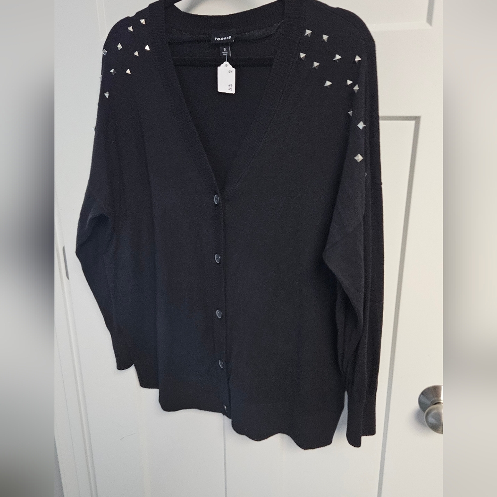 Torrid Black Cardigan with Stud Accents - Picture 2 of 4